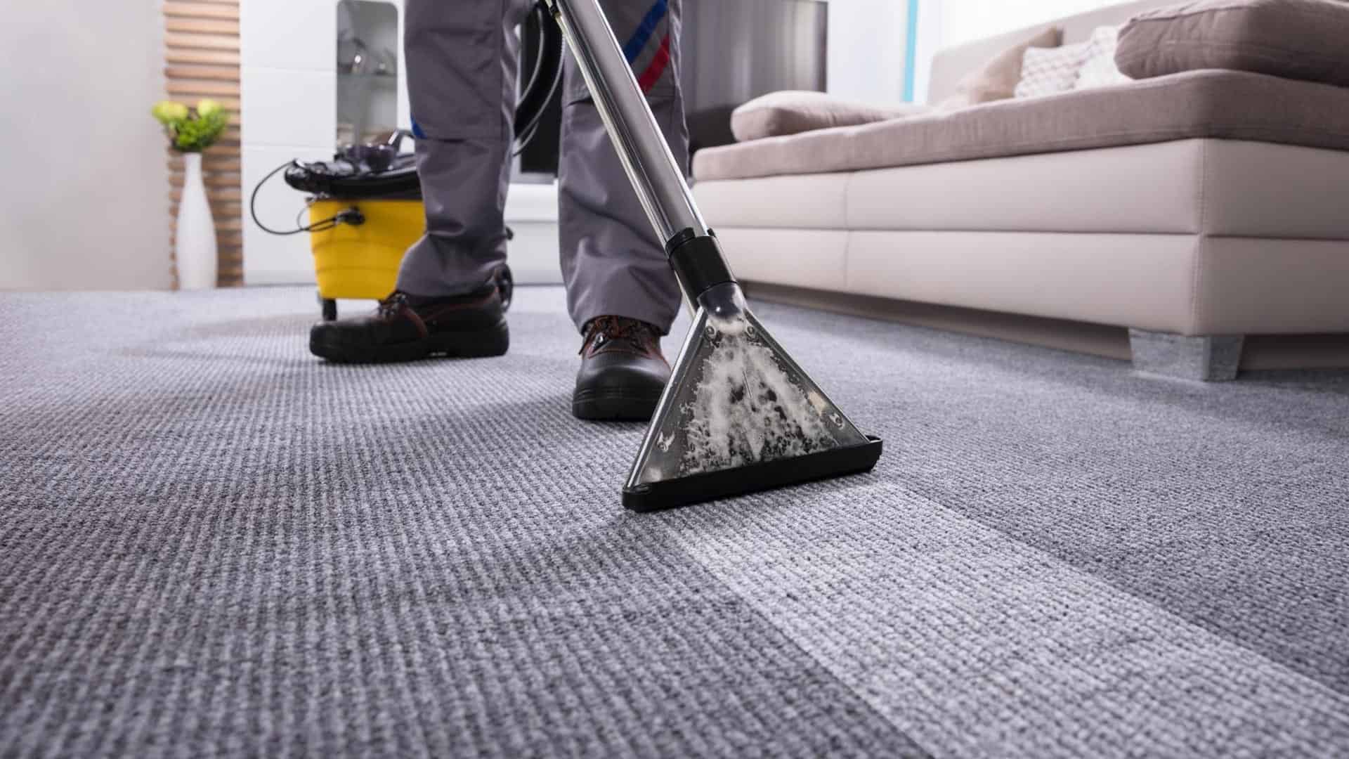 contractor close up cleaning carpet flooring with vacuum platte sd